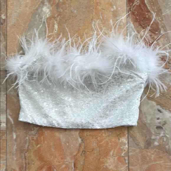 White Feather Sequin Top - Picture 2 of 4